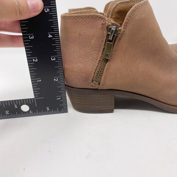 Lucky Brand Womens 6 Brown Burklee Zip Ankle Leather Booties Stacked Block Heel - Picture 2 of 13
